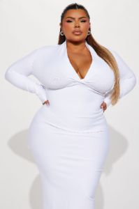 Classic Long Sleeve Bandage Midi Dress - White sold by Fashion Nova