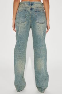Crossover Tinted Ripped Straight Leg Jeans - Vintage Wash sold by Fashion Nova
