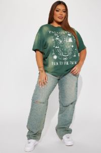 Crossover Tinted Ripped Straight Leg Jeans - Vintage Wash sold by Fashion Nova