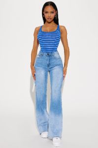 Sasha Striped Bodysuit - Royal/combo sold by Fashion Nova