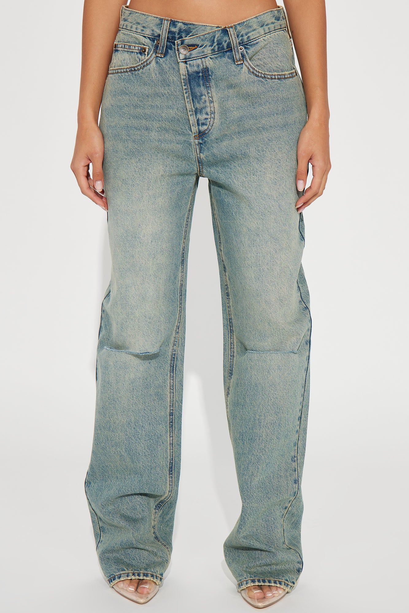 Crossover Tinted Ripped Straight Leg Jeans - Vintage Wash sold by Fashion Nova product image thumbnail 2