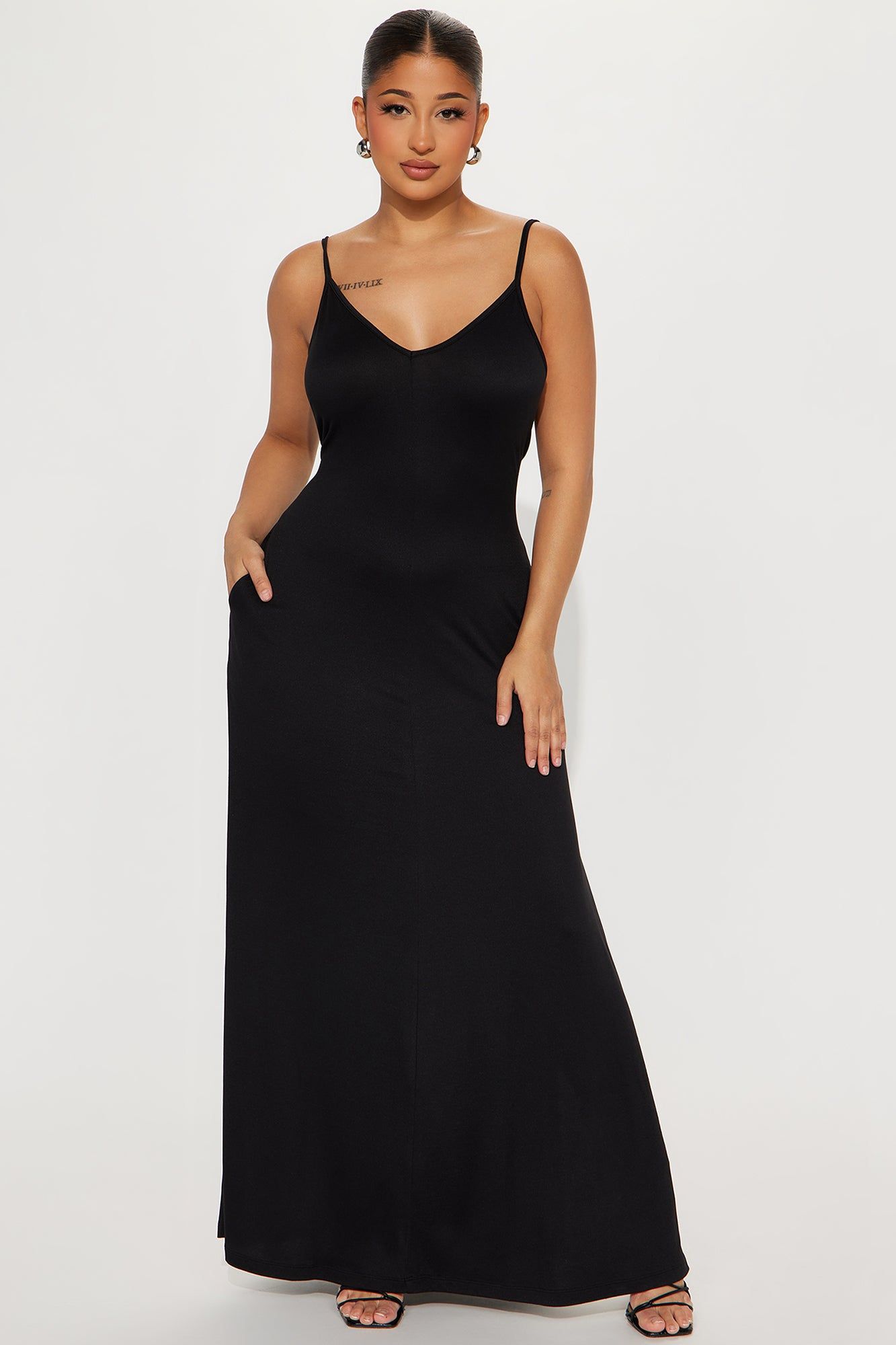 Beachy Gal Maxi Dress - Black sold by Fashion Nova