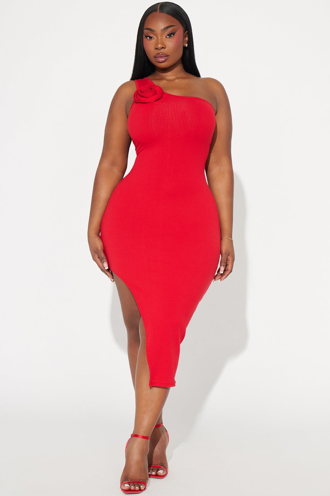 Rebecca Ribbed Midi Dress - Red sold by Fashion Nova product image thumbnail 4