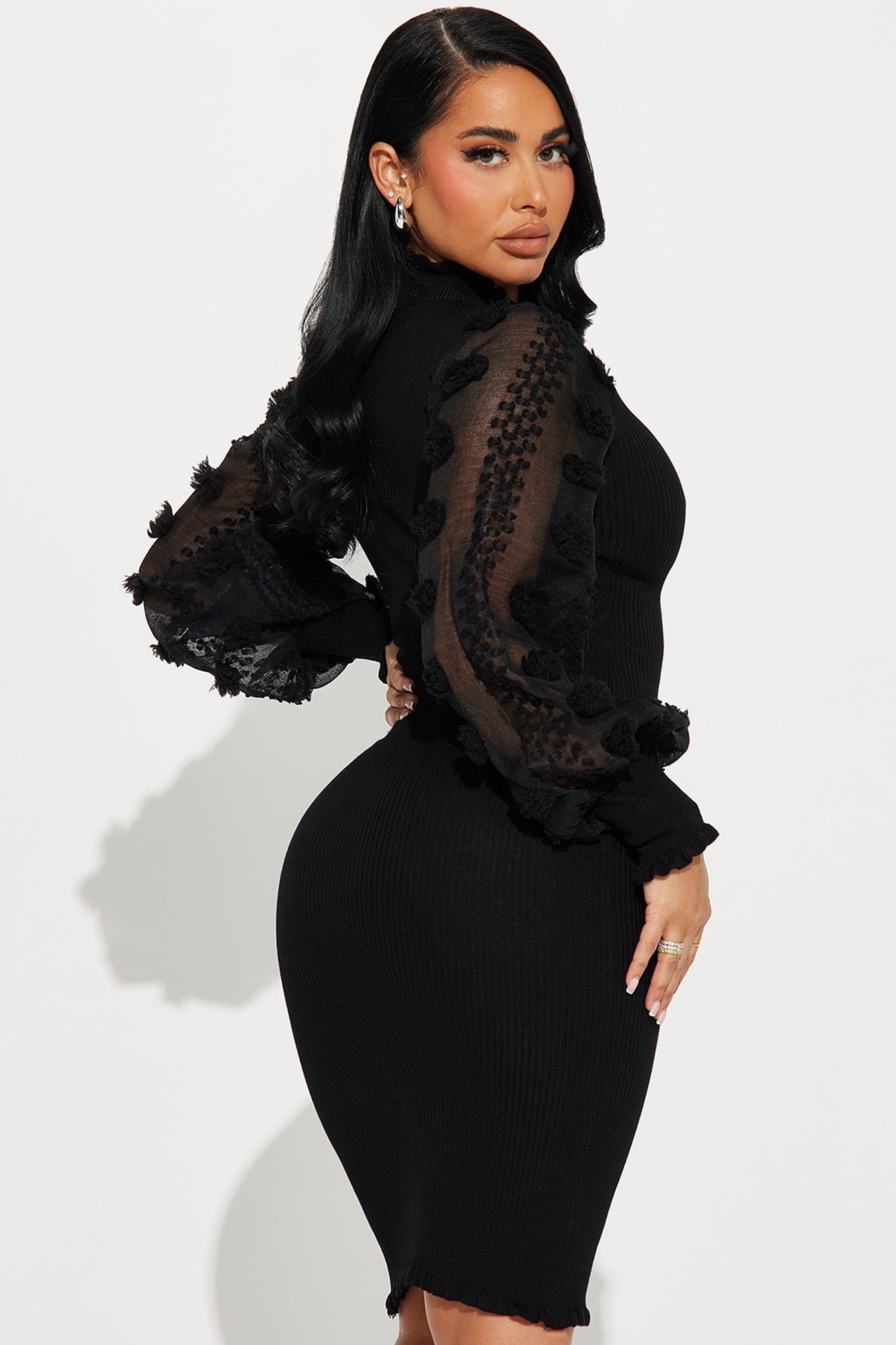 Penelope's Garden Mock Neck Midi Dress - Black sold by Fashion Nova product image thumbnail 3