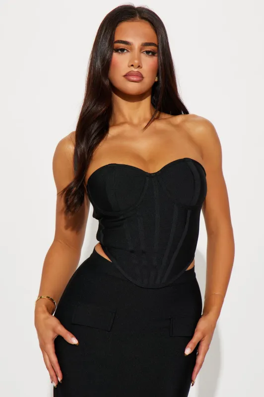 Amara Bandage Corset Top - Black sold by Fashion Nova