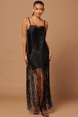 Remi Fringe Bandage Mini Dress - Black sold by Fashion Nova