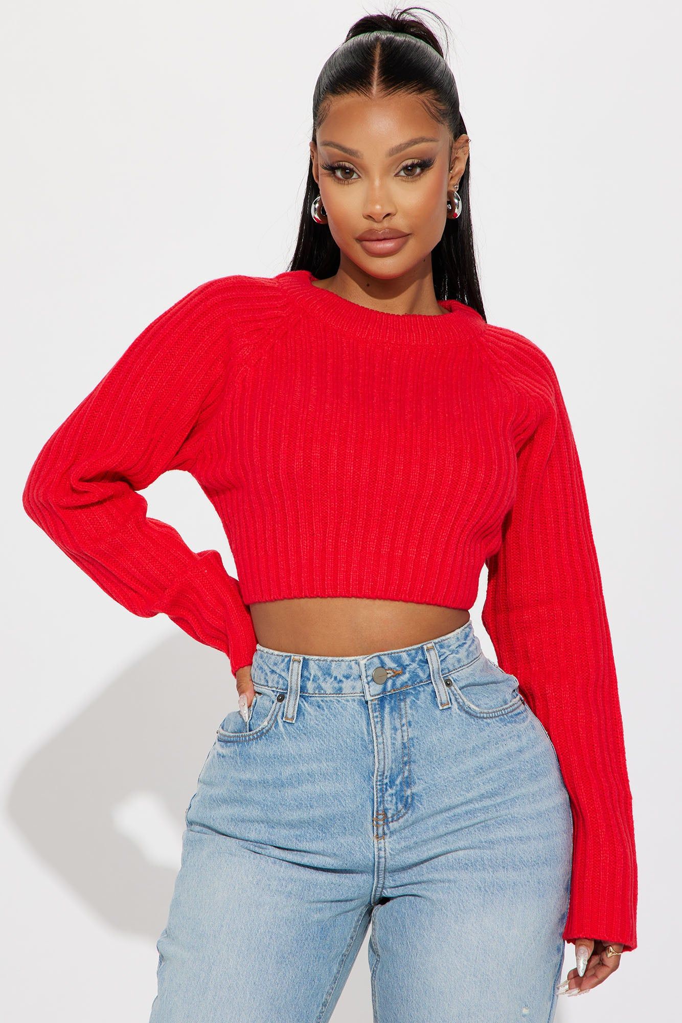 The Ultimate Staple Sweater - Red sold by Fashion Nova