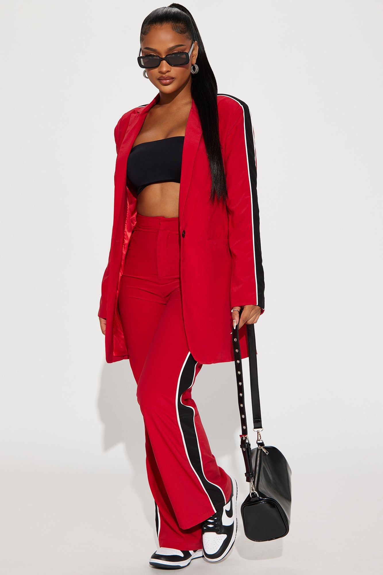 Always Focused Blazer Pant Set - Red sold by Fashion Nova