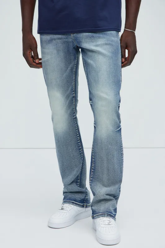 Gabriel Stacked Slim Flare Jeans - Light Blue Wash sold by Fashion Nova