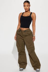 Not Giving In Parachute Pant - Olive sold by Fashion Nova
