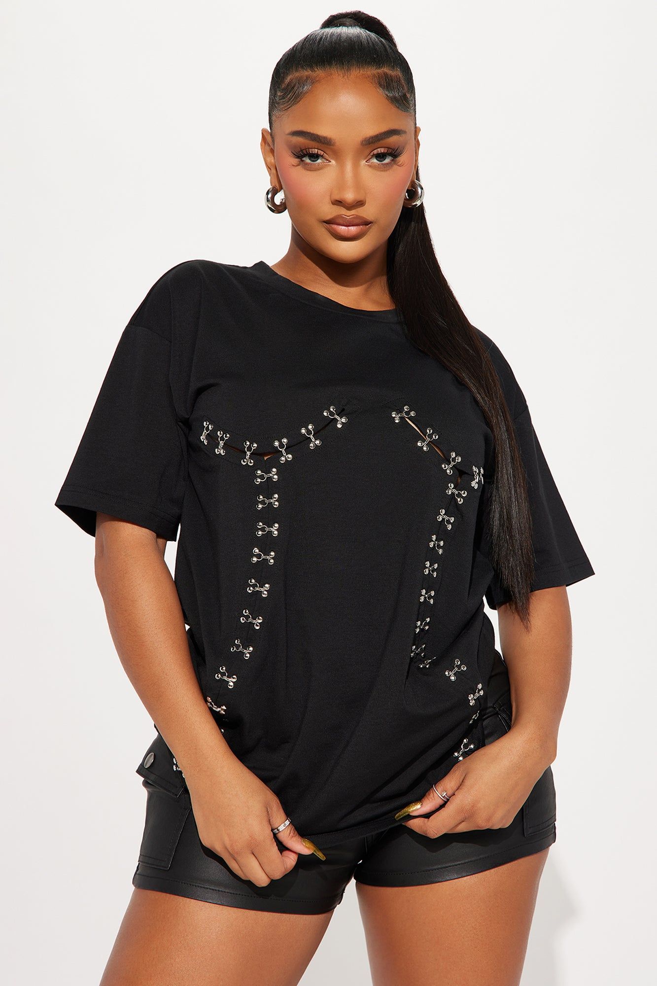 Take The Risk Oversized Tee - Black sold by Fashion Nova