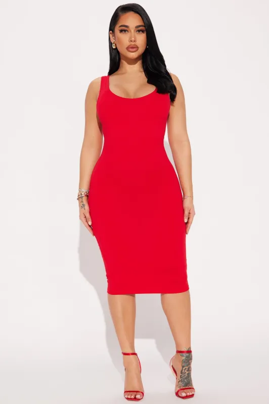 Double Scoop Midi Dress - Red sold by Fashion Nova