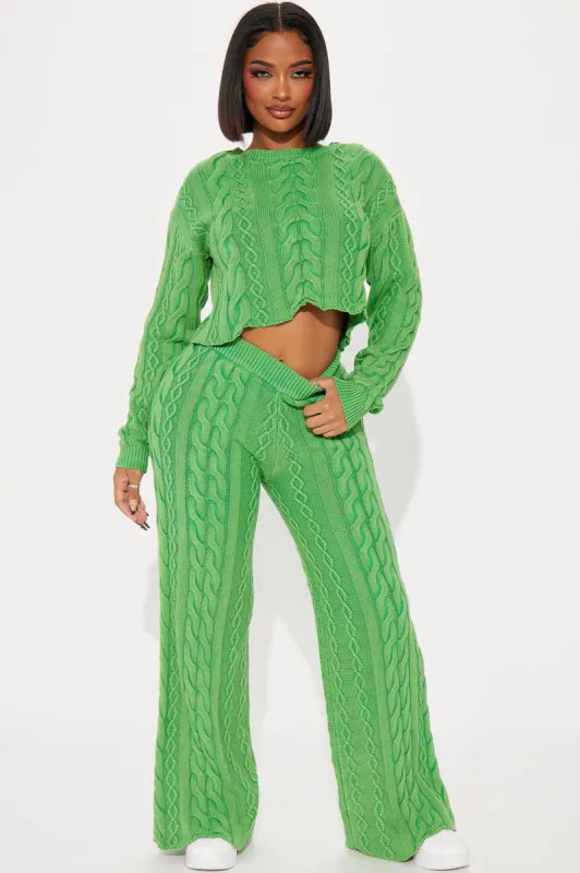 Ineza Mineral Wash Sweater Pant Set - Green sold by Fashion Nova