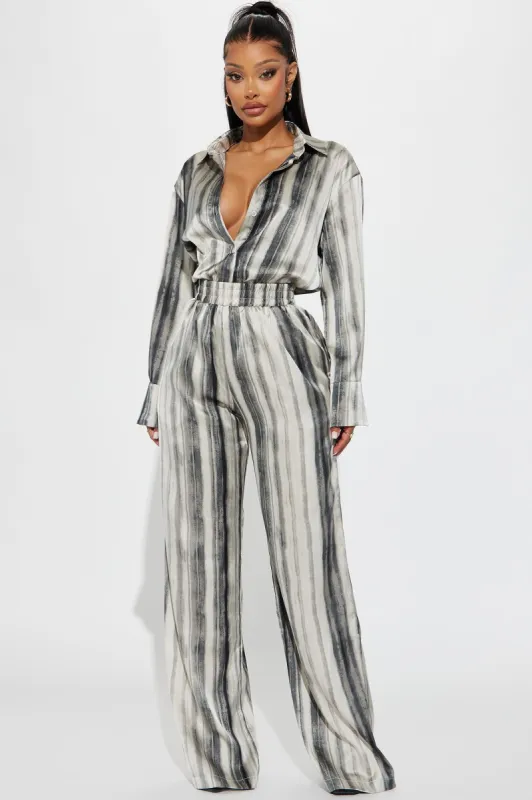 Make Your Way Satin Pant Set - Black/combo sold by Fashion Nova