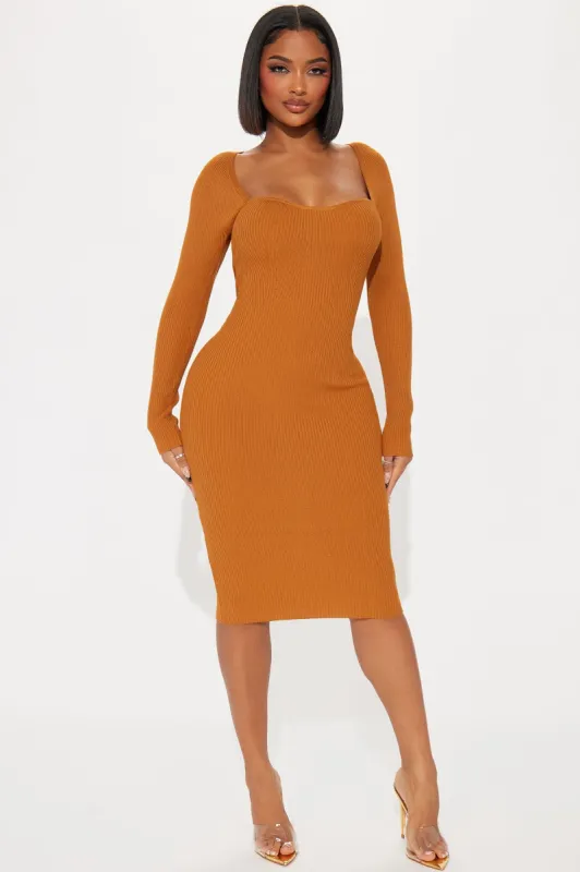 Jessie Sweater Midi Dress - Mustard sold by Fashion Nova