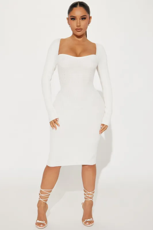 Jessie Sweater Midi Dress - White sold by Fashion Nova