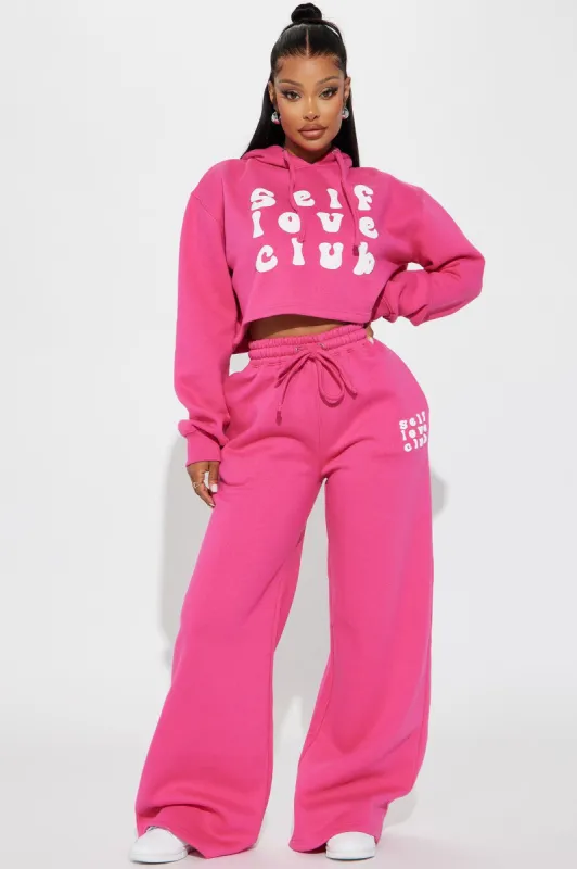 Self Love Club Wide Leg Sweatpants - Pink made by Fashion Nova