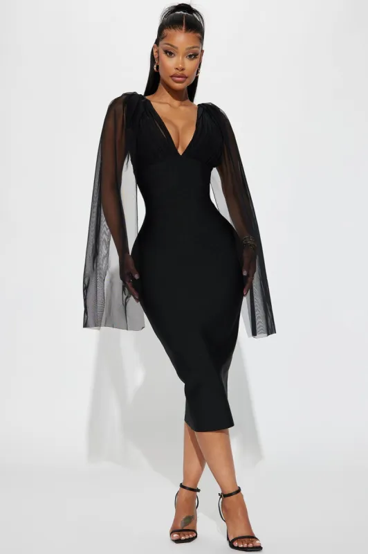 Kristina Bandage Midi Dress - Black sold by Fashion Nova