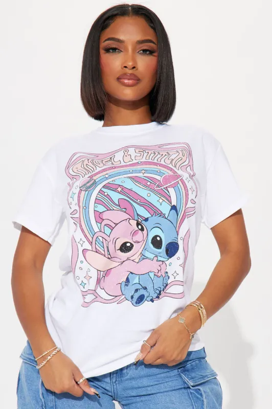 Angel & Stitch Graphic Tshirt - White sold by Fashion Nova