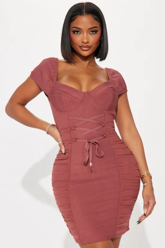 Valentina Bandage Mini Dress - Mauve sold by Fashion Nova