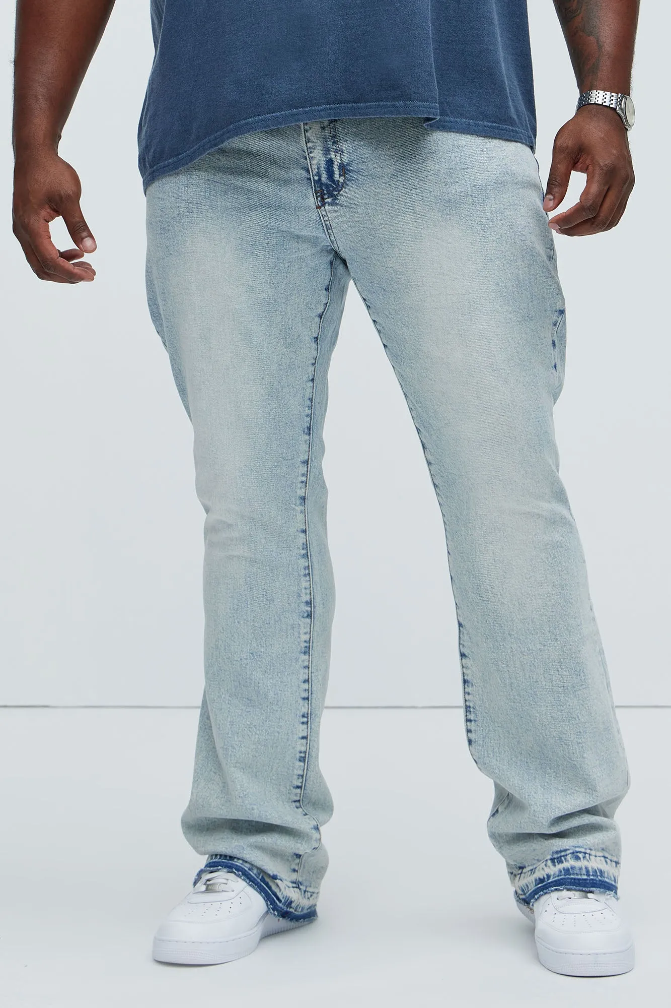 Cornell Stacked Skinny Flare Jeans - Bleach Blue Wash sold by Fashion Nova product image thumbnail 5