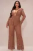 Amalfi Crochet Blazer Suit Set - Chocolate sold by Fashion Nova