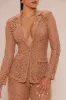 Amalfi Crochet Blazer Suit Set - Chocolate sold by Fashion Nova