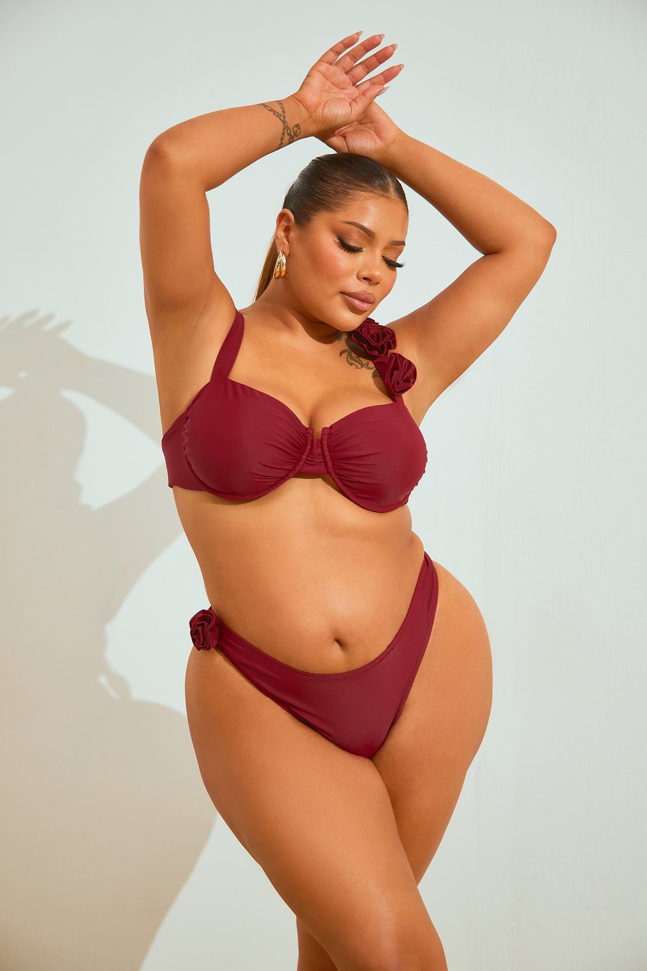 Raisa Rosette 2 Piece Bikini - Wine sold by Fashion Nova product image thumbnail 4