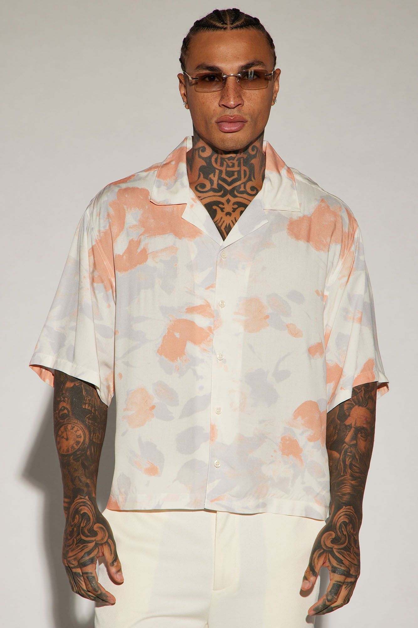 Rising Button Up Shirt - Off White/combo sold by Fashion Nova