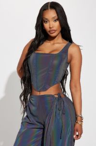 Really Going Reflective Jogger Set - Charcoal sold by Fashion Nova