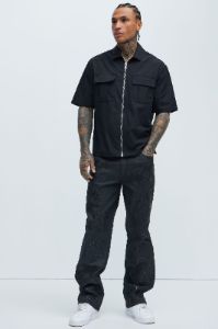 Chaos Embroidery Straight Jeans - Black sold by Fashion Nova