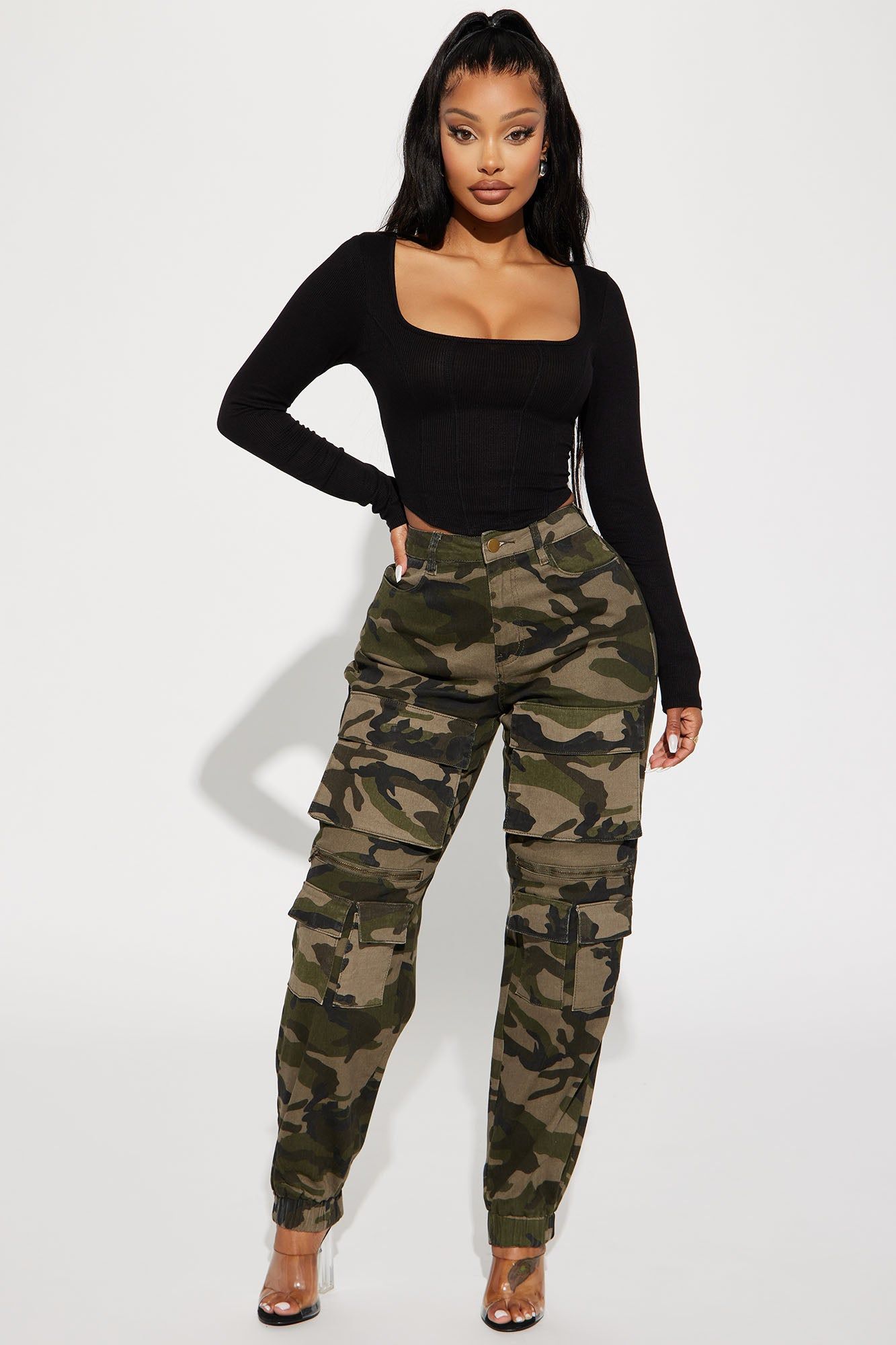 Playoffs Camo Cargo Jogger - Olive/combo sold by Fashion Nova
