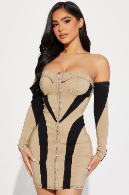 Daria Colorblock Mini Dress - Black/combo sold by Fashion Nova