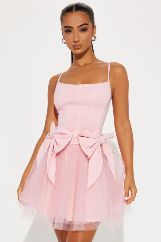 Dream Land Bow Corset Mini Dress - Pink sold by Fashion Nova