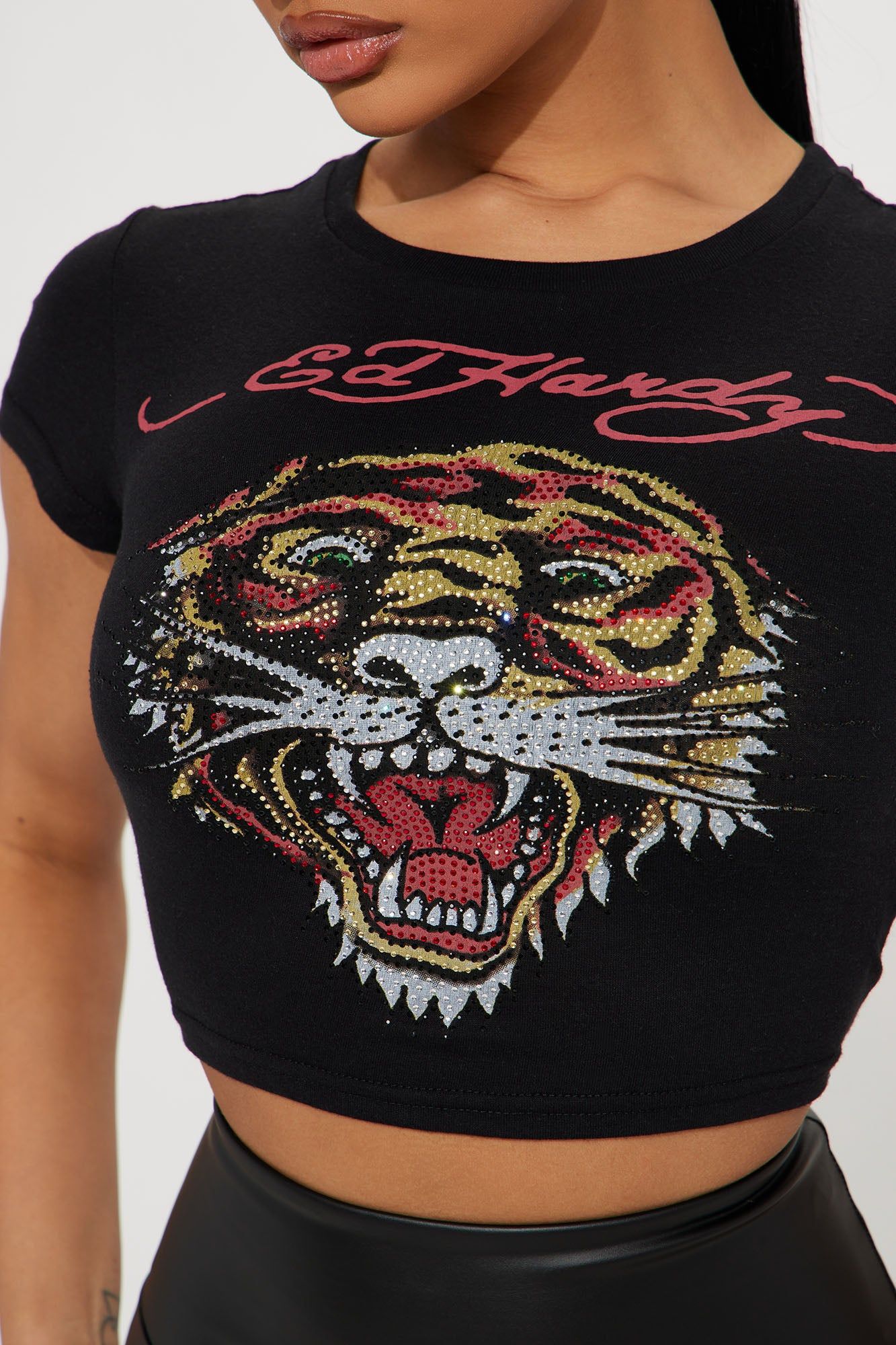 Tiger Heart Ed Hardy Rhinestone Tee - Black sold by Fashion Nova product image thumbnail 3