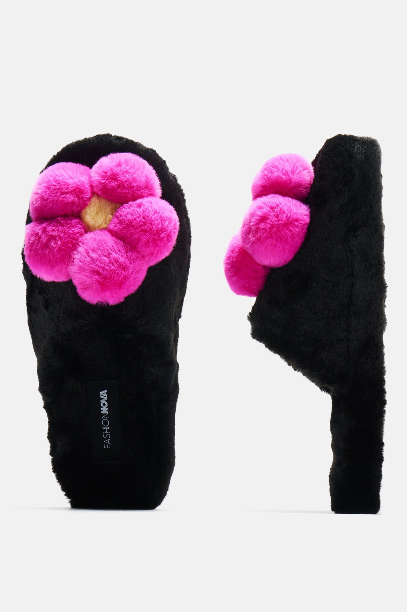 Favorite Daisy Slippers - Black sold by Fashion Nova