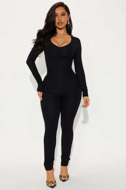 Always Will Butter Snatched Jumpsuit - Black sold by Fashion Nova