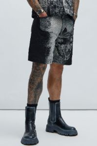 Azrael Tapestry Shorts - Black/combo sold by Fashion Nova