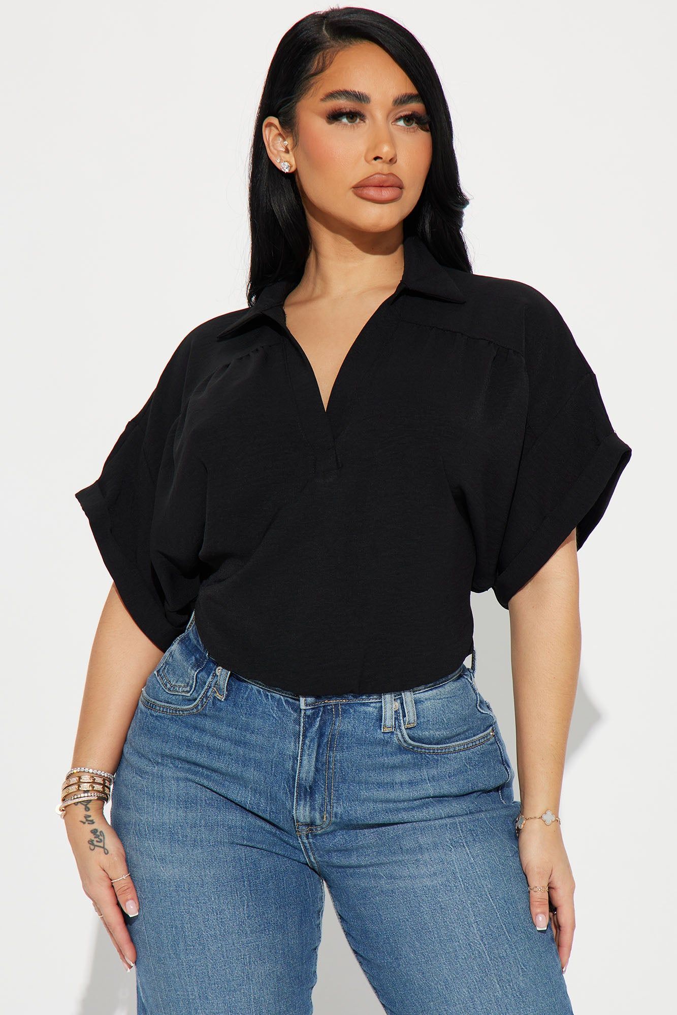 Breezy Day Blouse Top - Black sold by Fashion Nova