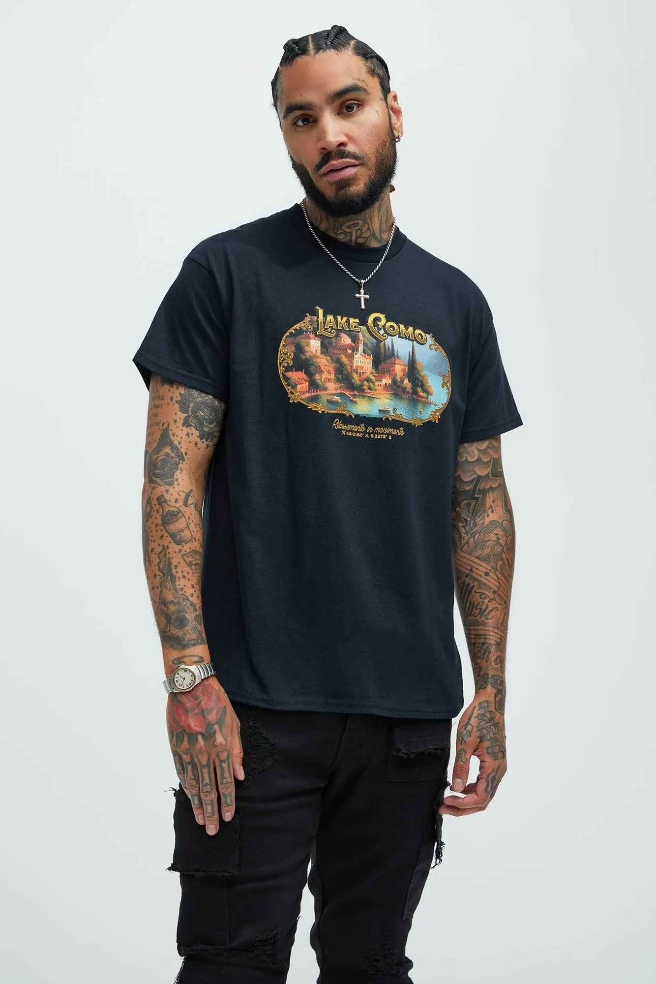 Lake Como Short Sleeve Tee - Black sold by Fashion Nova