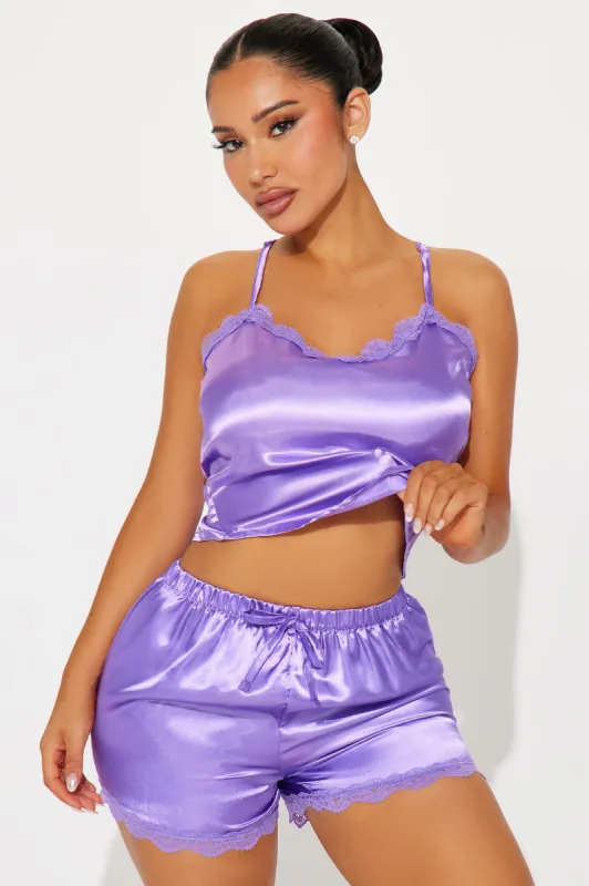 Like A Princess Satin PJ Short Set - Purple sold by Fashion Nova