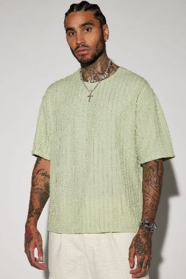 Boosted Textured Boxy Short Sleeve Tee - Green sold by Fashion Nova