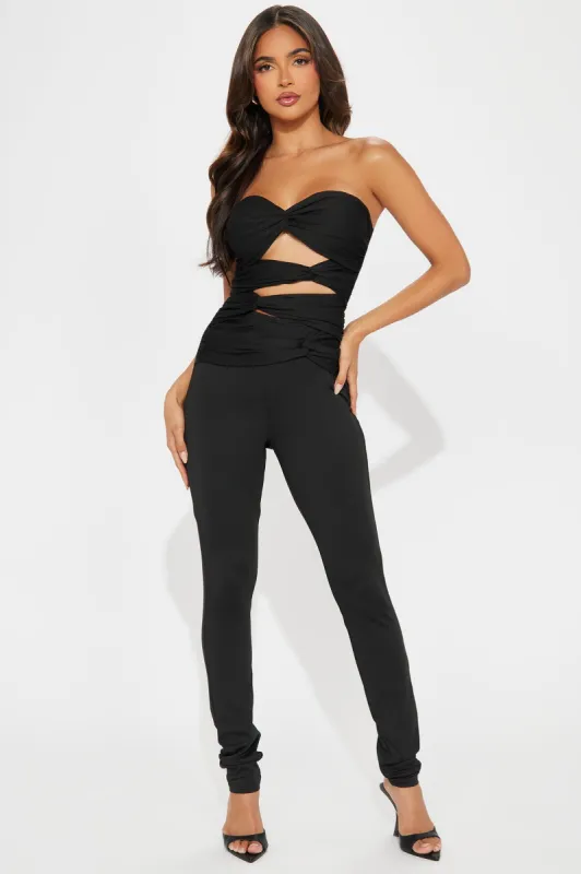 Knot Again Jumpsuit - Black sold by Fashion Nova