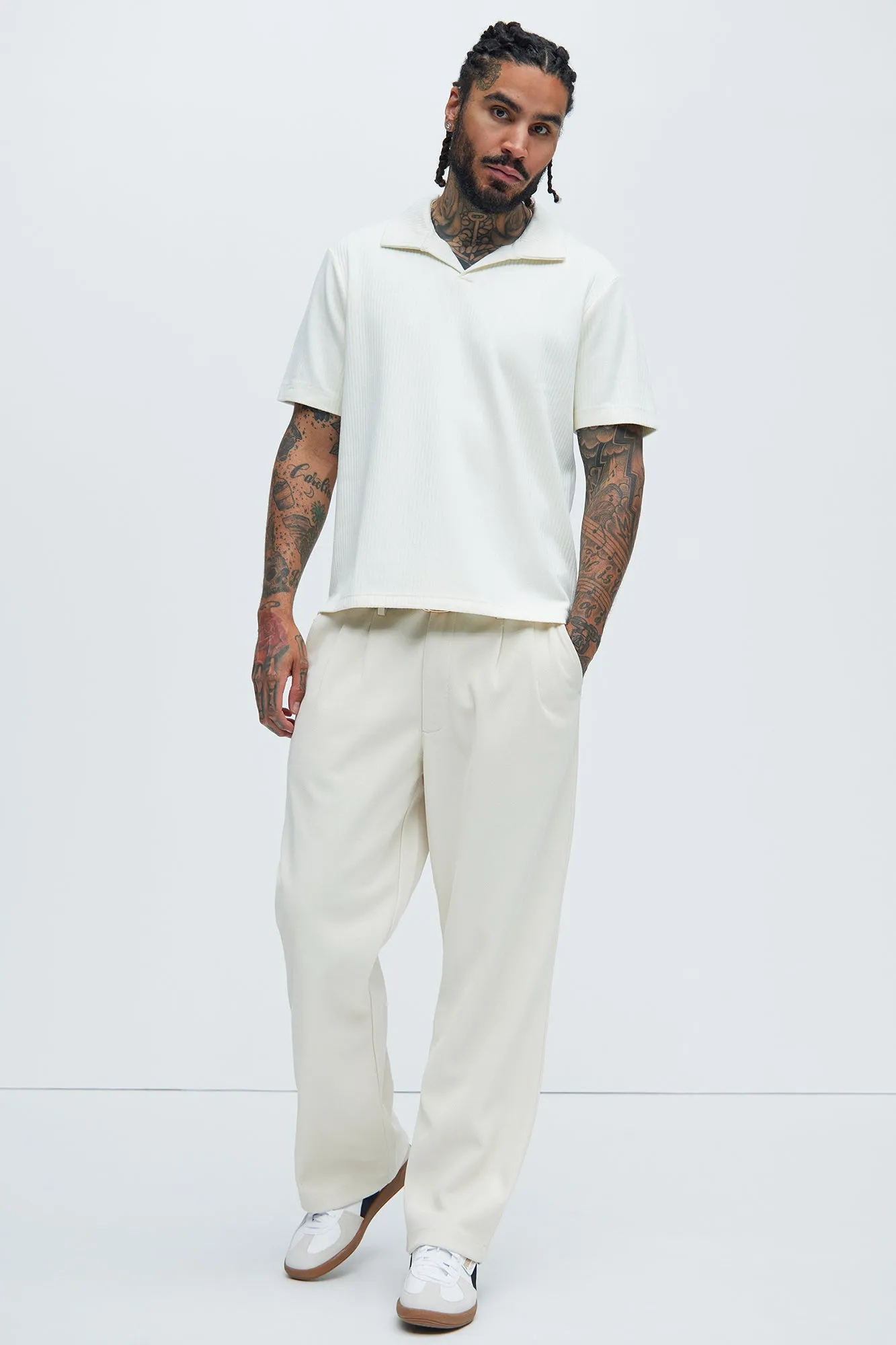 Franklin Stripe Knit Johnny Collar Shirt - Cream sold by Fashion Nova product image thumbnail 2