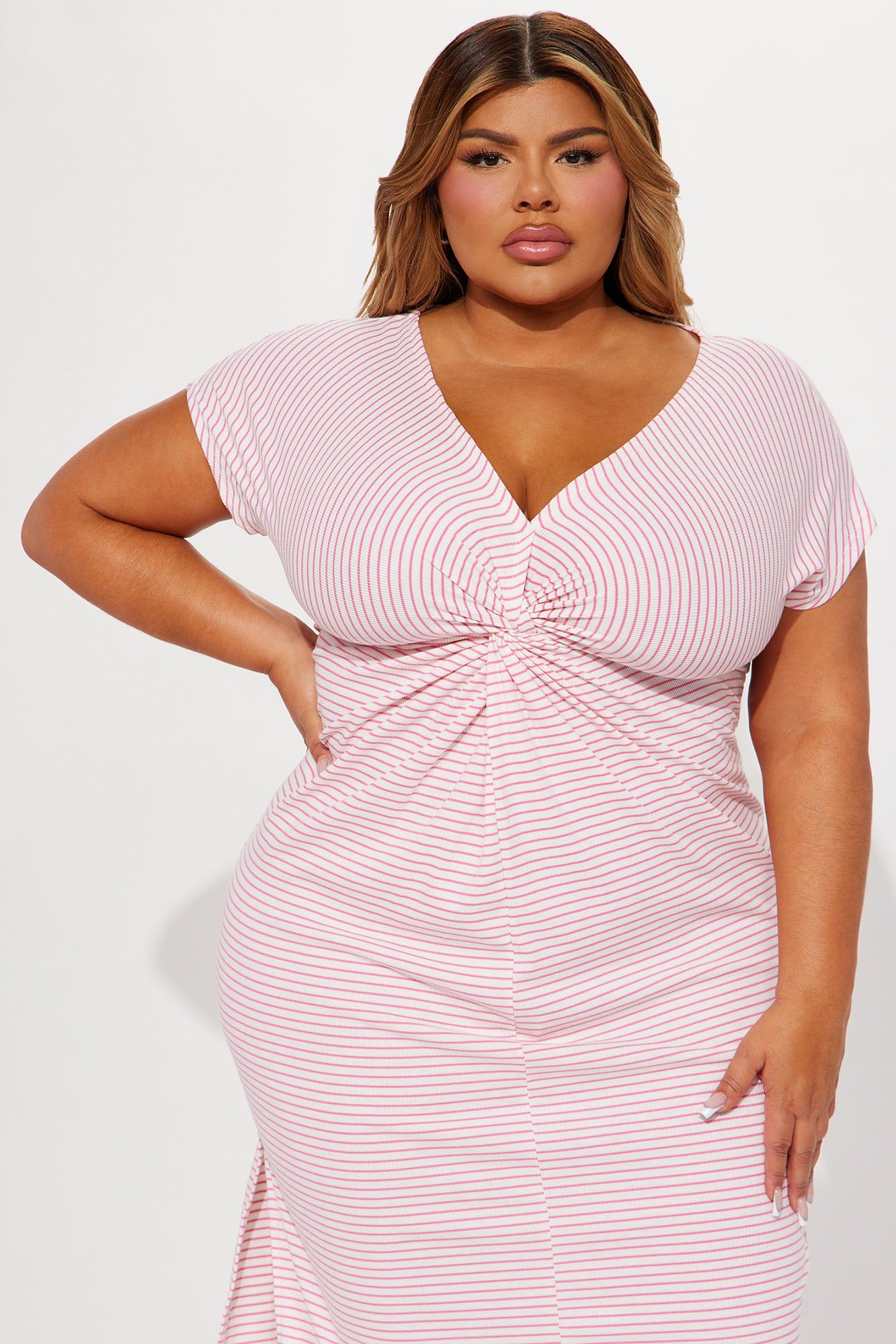 Megan Twist Front Maxi Dress - Pink/combo sold by Fashion Nova product image thumbnail 2