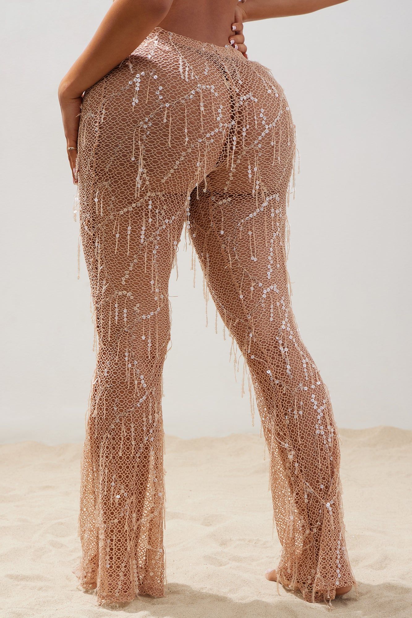 Drinks On Me Sequin Cover Up Pants - Mocha sold by Fashion Nova product image thumbnail 3