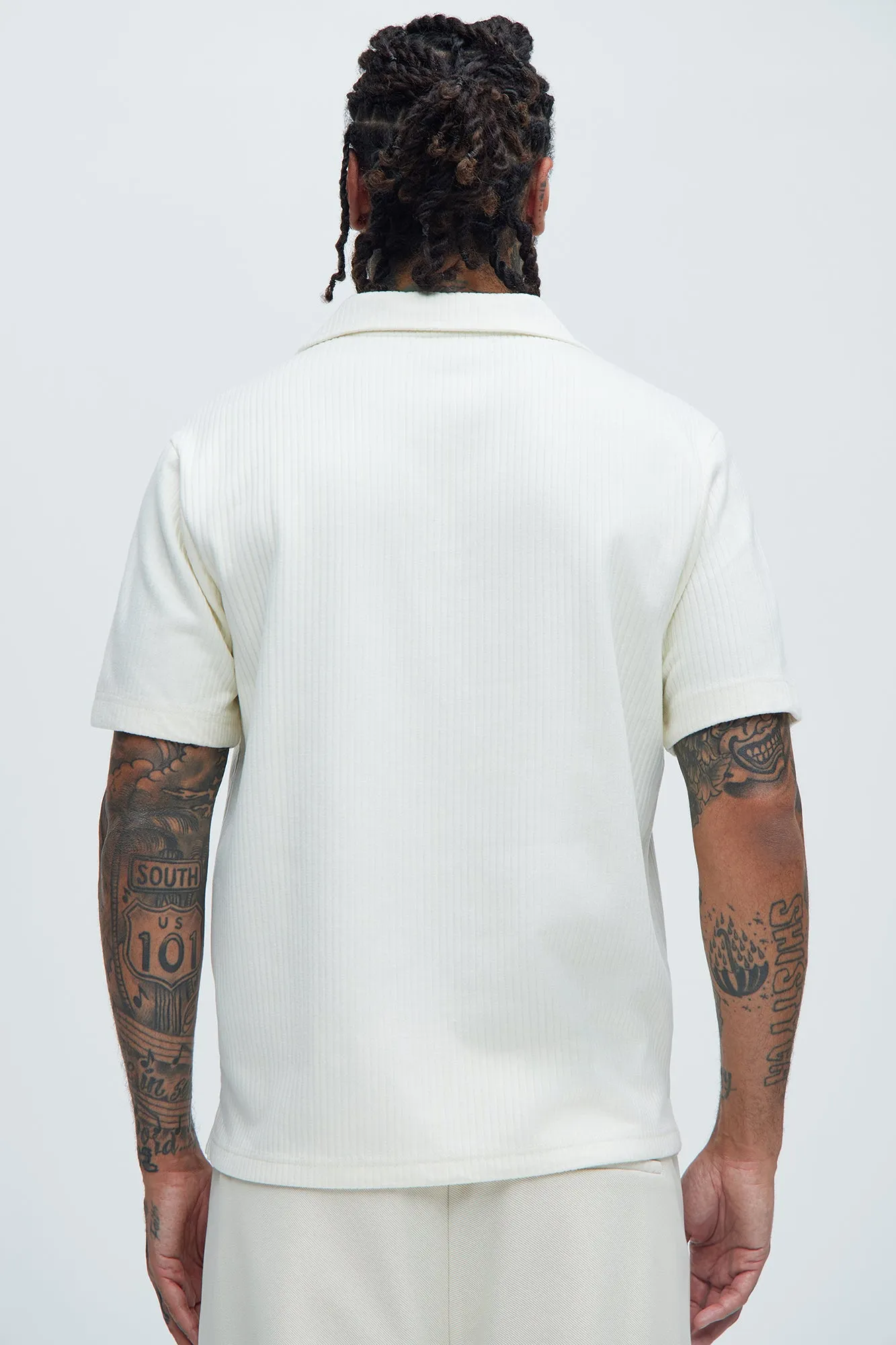 Franklin Stripe Knit Johnny Collar Shirt - Cream sold by Fashion Nova product image thumbnail 4