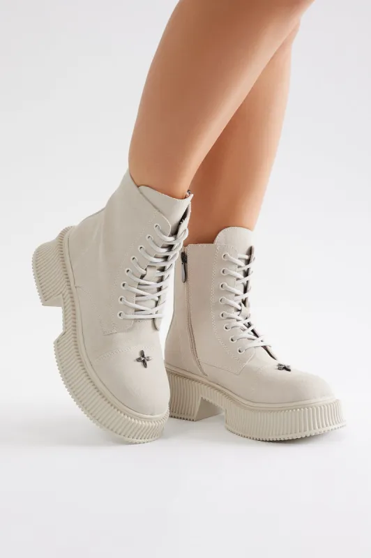 Brooklyn Platform Booties - Cream sold by Fashion Nova