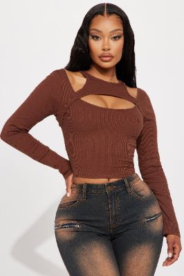 Chloe Cut Out Top - Brown sold by Fashion Nova