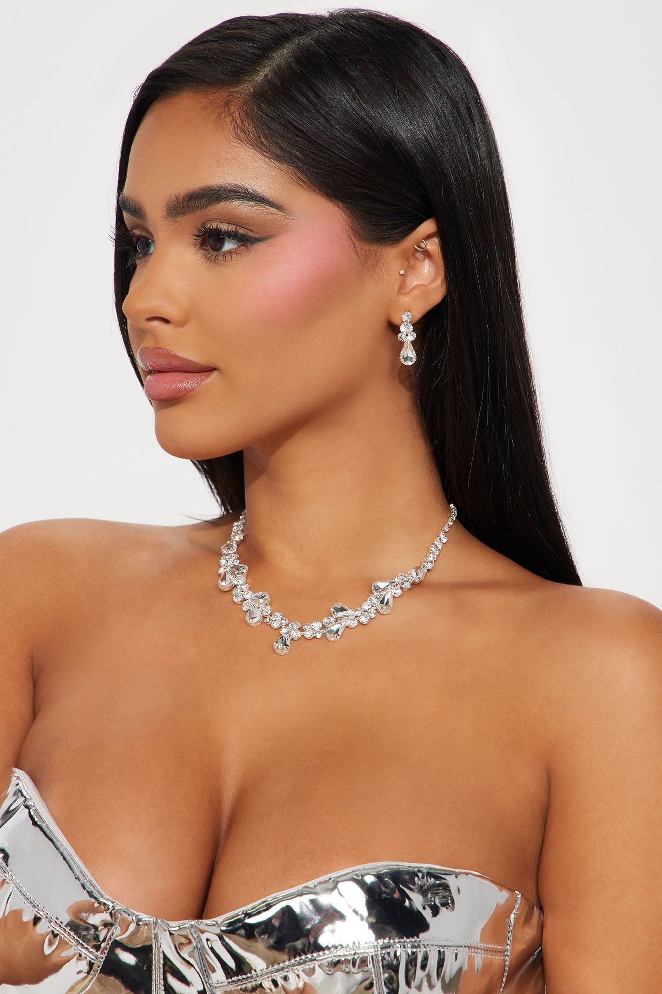 Living A Fairytale Necklace And Earring Set - Silver sold by Fashion Nova product image thumbnail 2